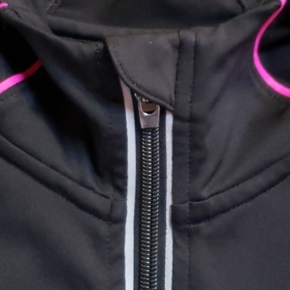 Ideology Women's Black Zip Front Athletic Running Hoodie Jacket Reflective Trim - Picture 8 of 9